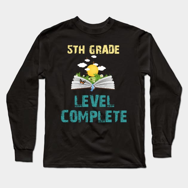 Funny 5th Grade level Complete Video gamer 2021 Graduation Long Sleeve T-Shirt by IbrahemHassan